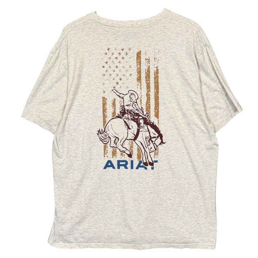 Ariat Graphic T Shirt Mens XXL Western Rodeo Cowboy USA Flag Workwear Ranch